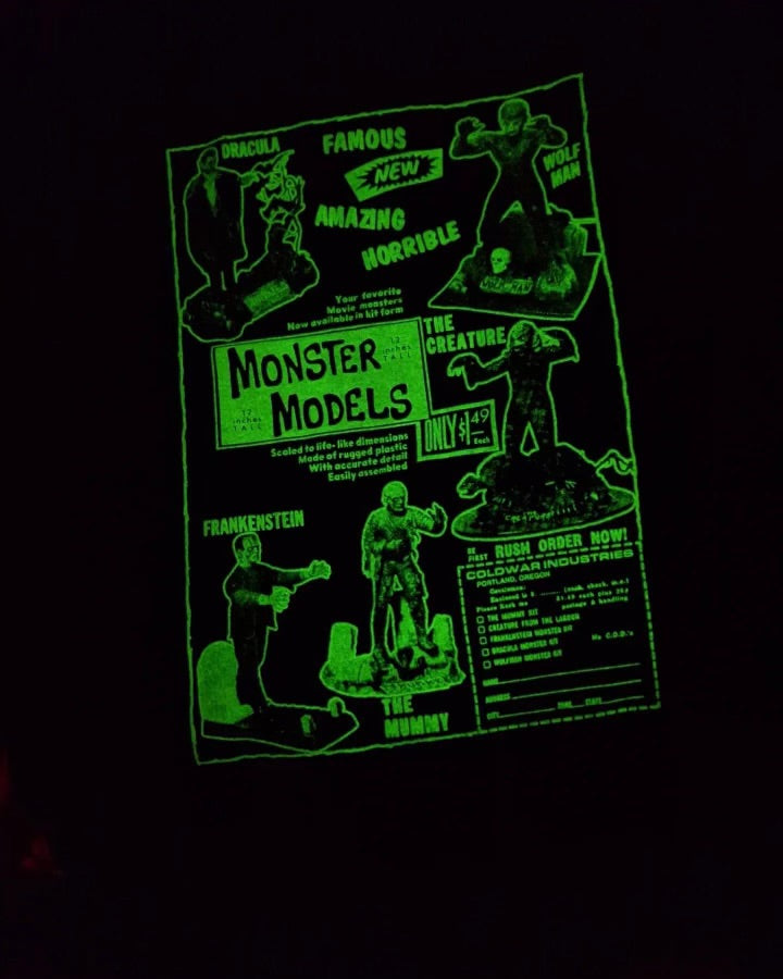 GLOW IN DARK MONSTER MODELS T-SHIRT