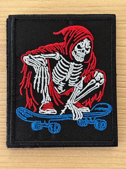 Skeleton Skateboarder Embroidered Patch