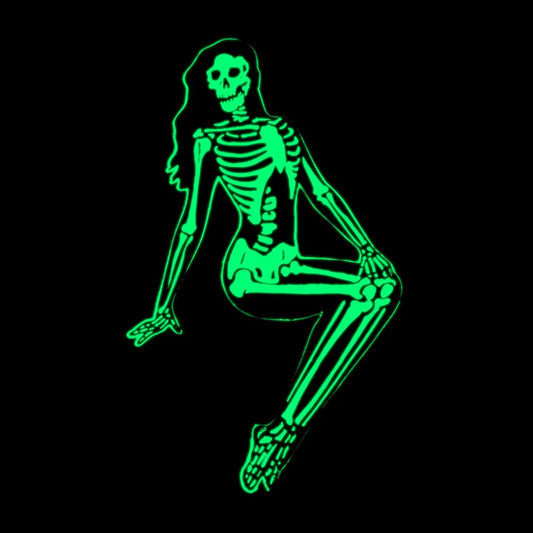 Skeleton Pin-up Girl Sitting Enamel Pin