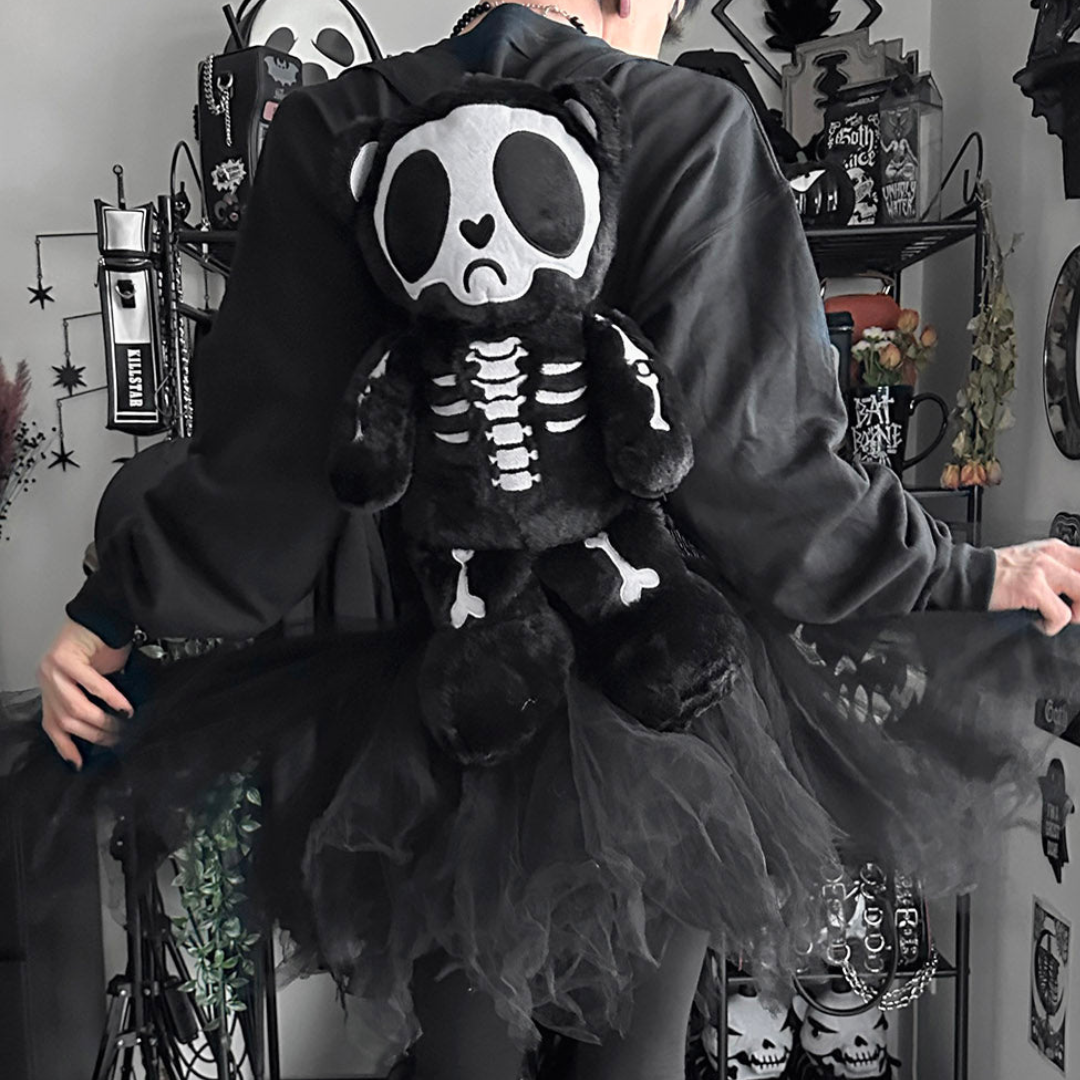 Grumpy Bones Bear Plush Backpack