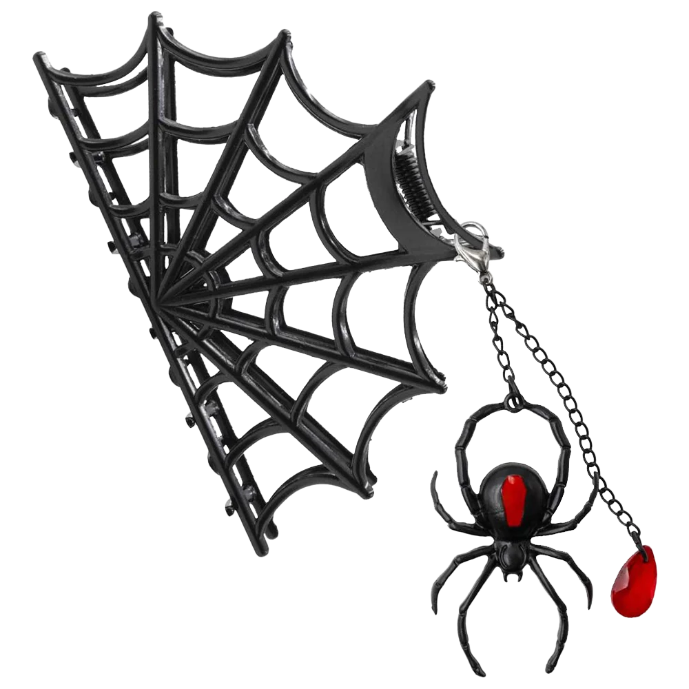 SpiderWeb Charm Metal Black Claw Clip