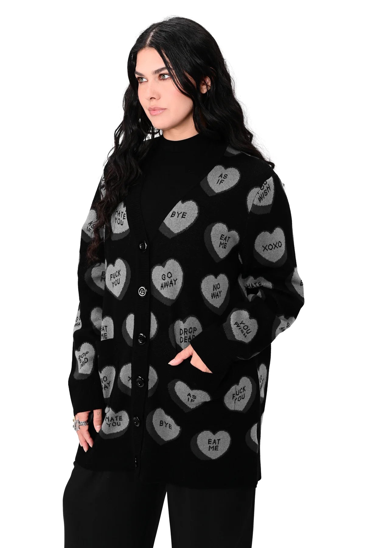 Drop Dead Conversation Hearts Cardigan