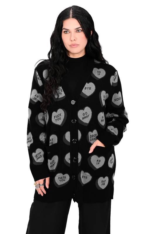 Drop Dead Conversation Hearts Cardigan