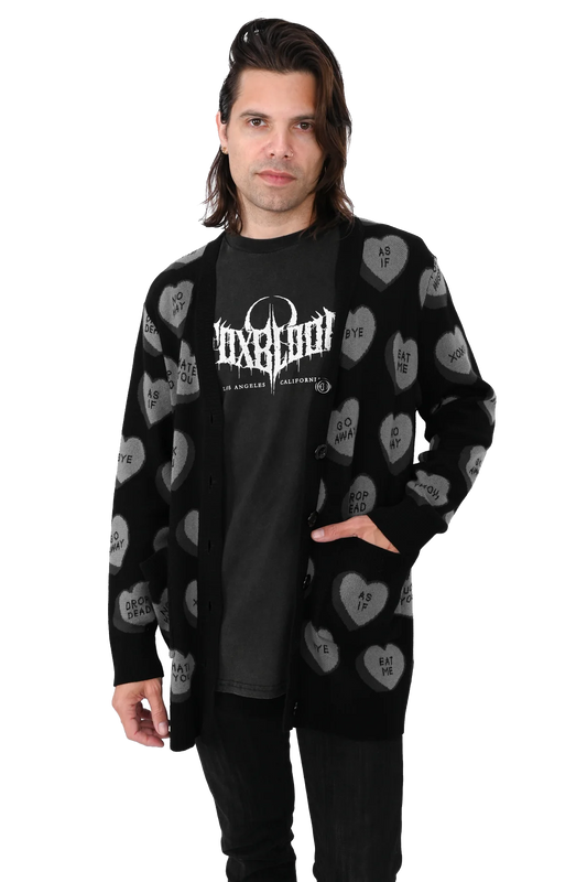 Drop Dead Conversation Hearts Cardigan