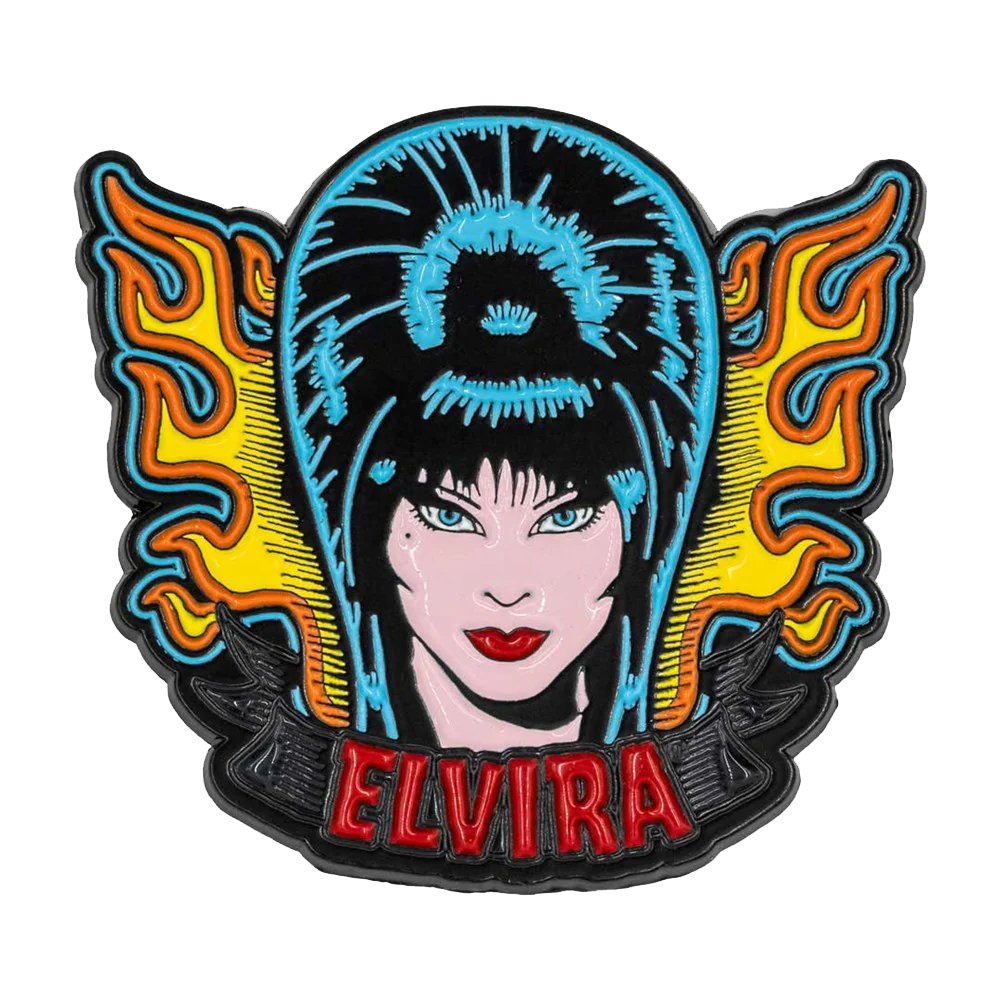 Elvira Tattoo Flames Enamel Pin