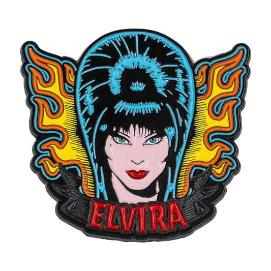 Elvira Tattoo Flames Enamel Pin