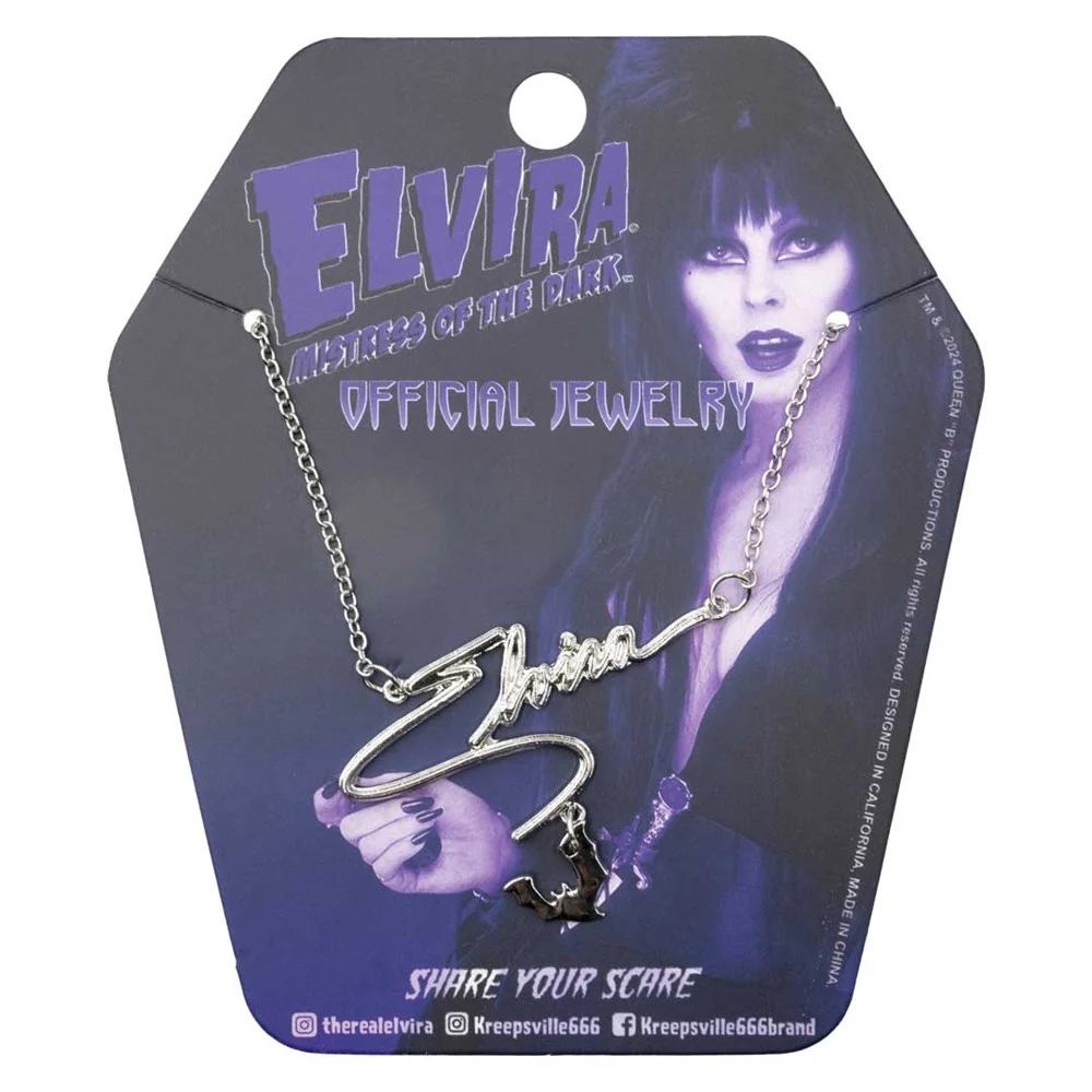 Elvira Bat Name Text Necklace