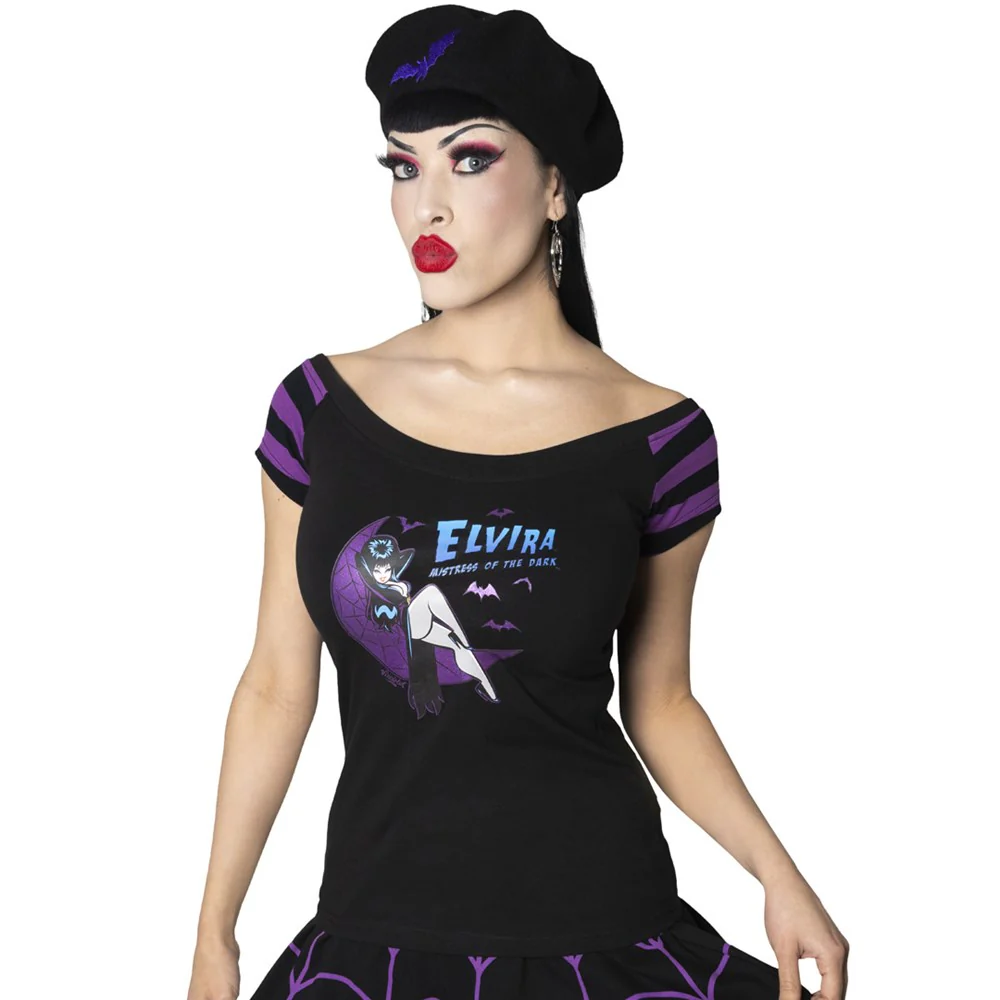 ELVIRA MOON CRESCENT GLITTER SHOULDER TOP
