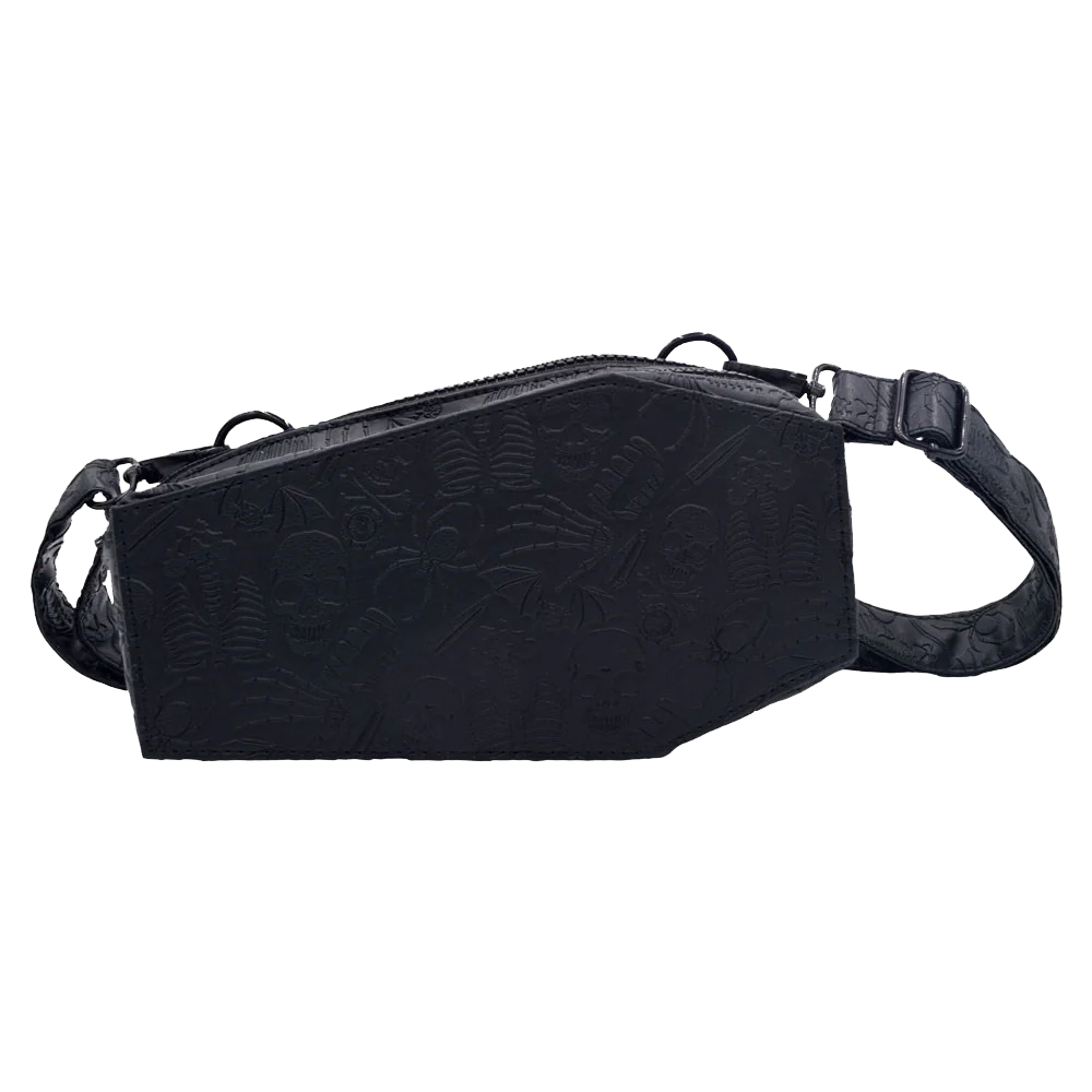 Coffin Embossed Skull Hip Pouch