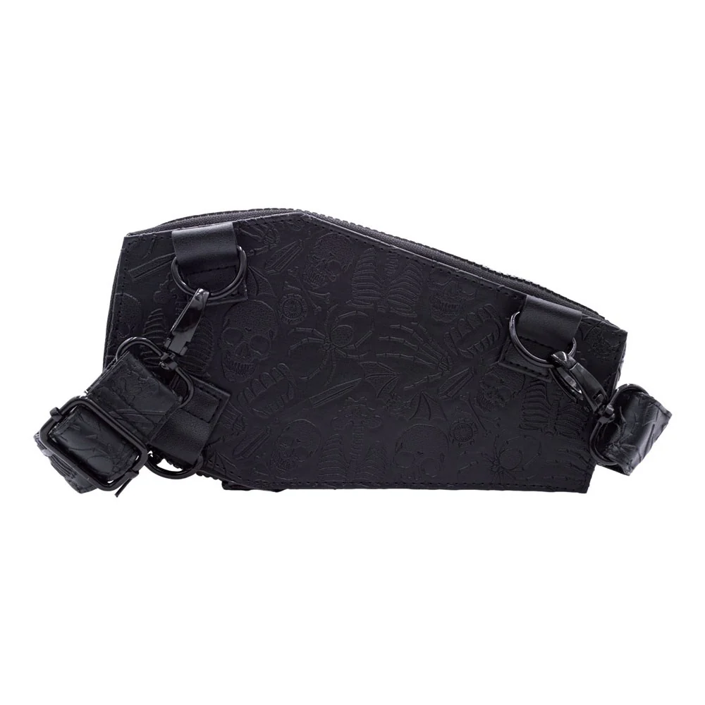 Coffin Embossed Skull Hip Pouch