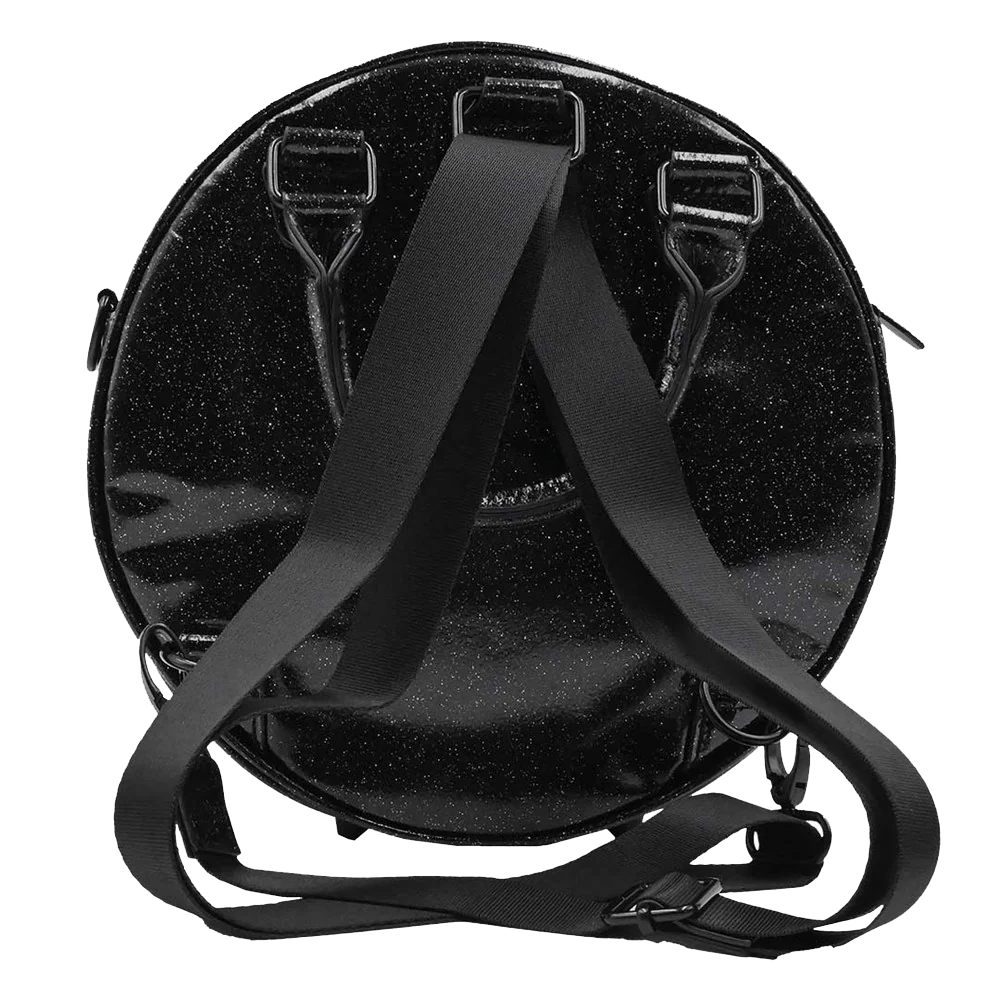 EYEBALL BLACK GLITTER BACKPACK PURSE