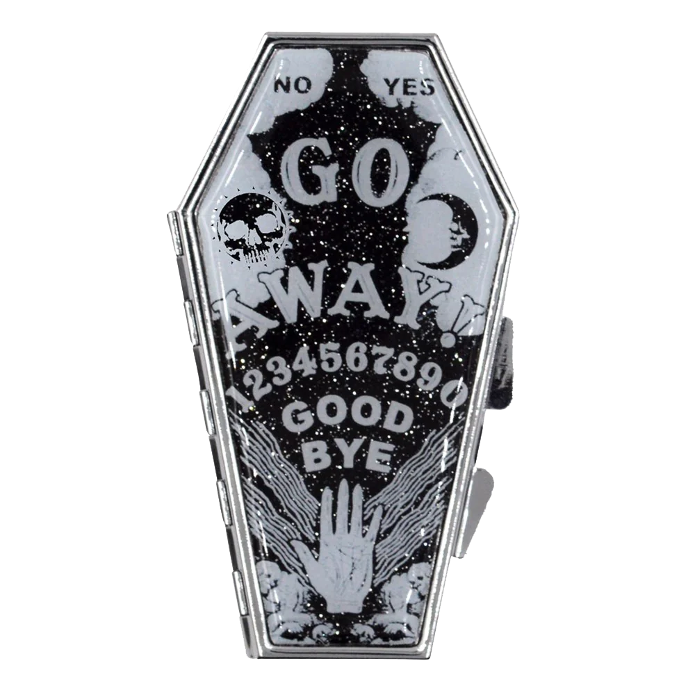 BAPHOMET SATANIC RED GLITTER COFFIN COMPACT
