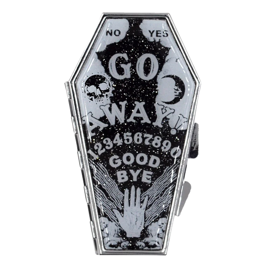 BAPHOMET SATANIC RED GLITTER COFFIN COMPACT