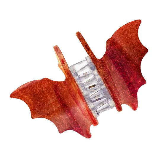 Bat Med Claw Clip Set Red Glitter