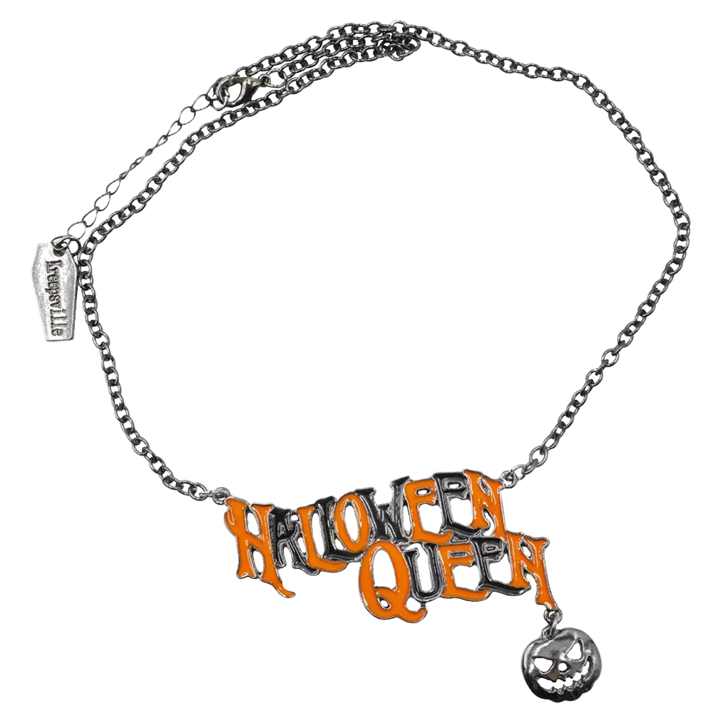 HALLOWEEN QUEEN TEXT NECKLACE