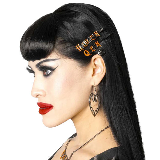 Halloween Queen Text Hair Slides