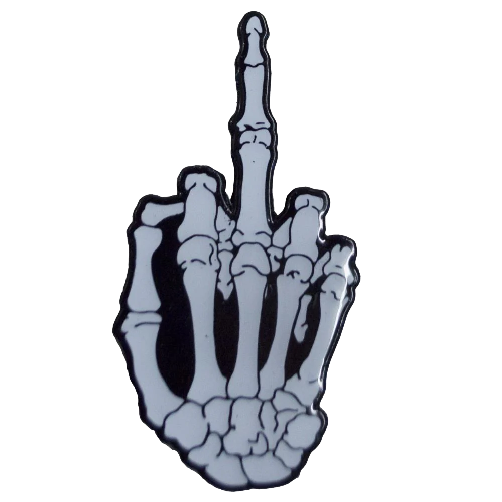Skeleton Middle Finger Glow Enamel Pin