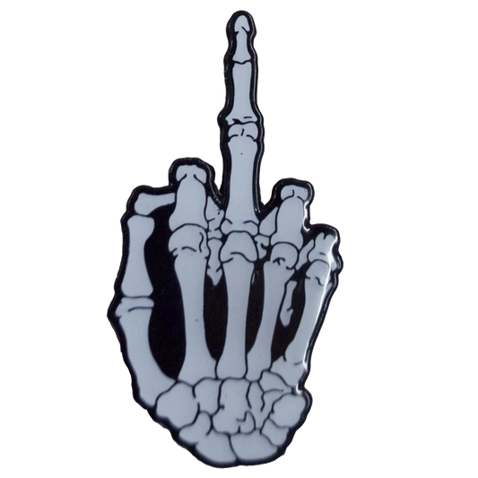 Skeleton Middle Finger Glow Enamel Pin