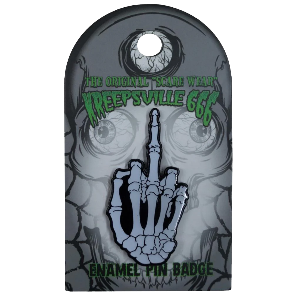 Skeleton Middle Finger Glow Enamel Pin