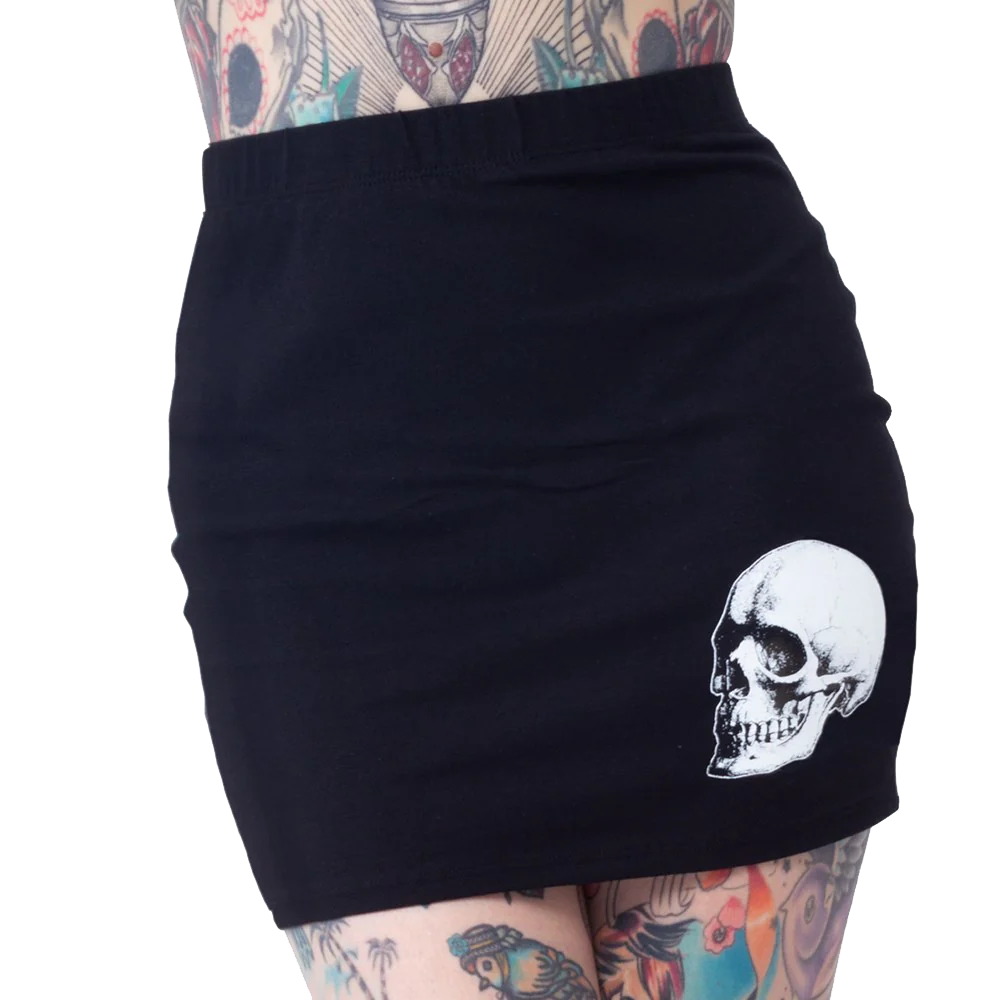 Skeleton Glow Hand Black Mini Skirt