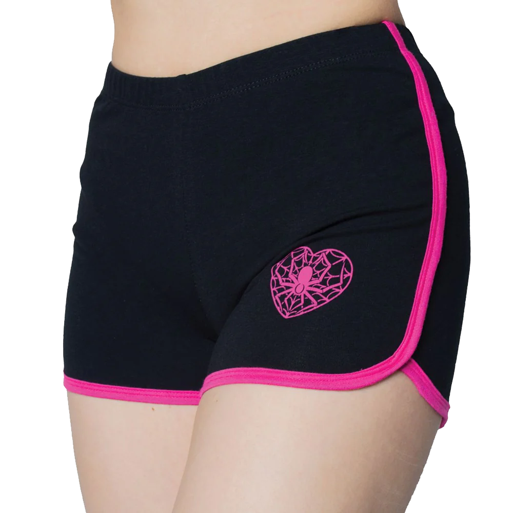 Web Heart Pink Womens Booty Shorts