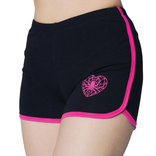 Web Heart Pink Womens Booty Shorts