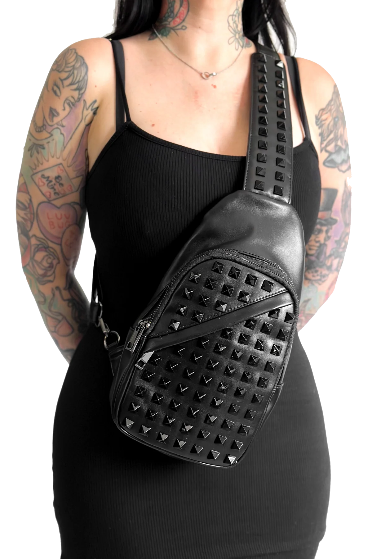 Black on Black Studded Bag