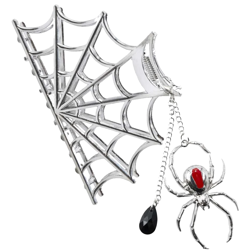 Spiderweb Charm Web Claw Clip Silver