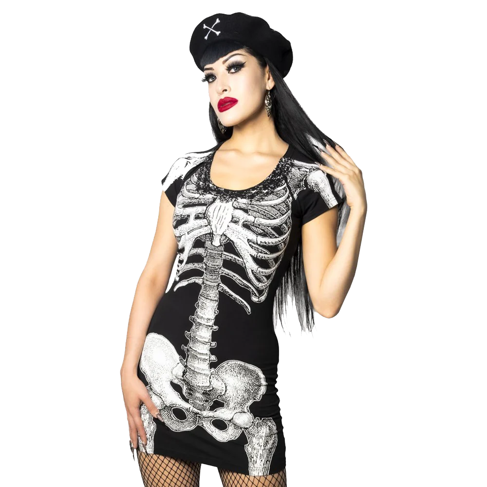WHITE SKELETON TUNIC DRESS
