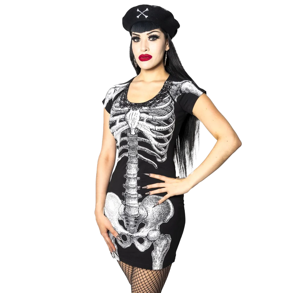 WHITE SKELETON TUNIC DRESS