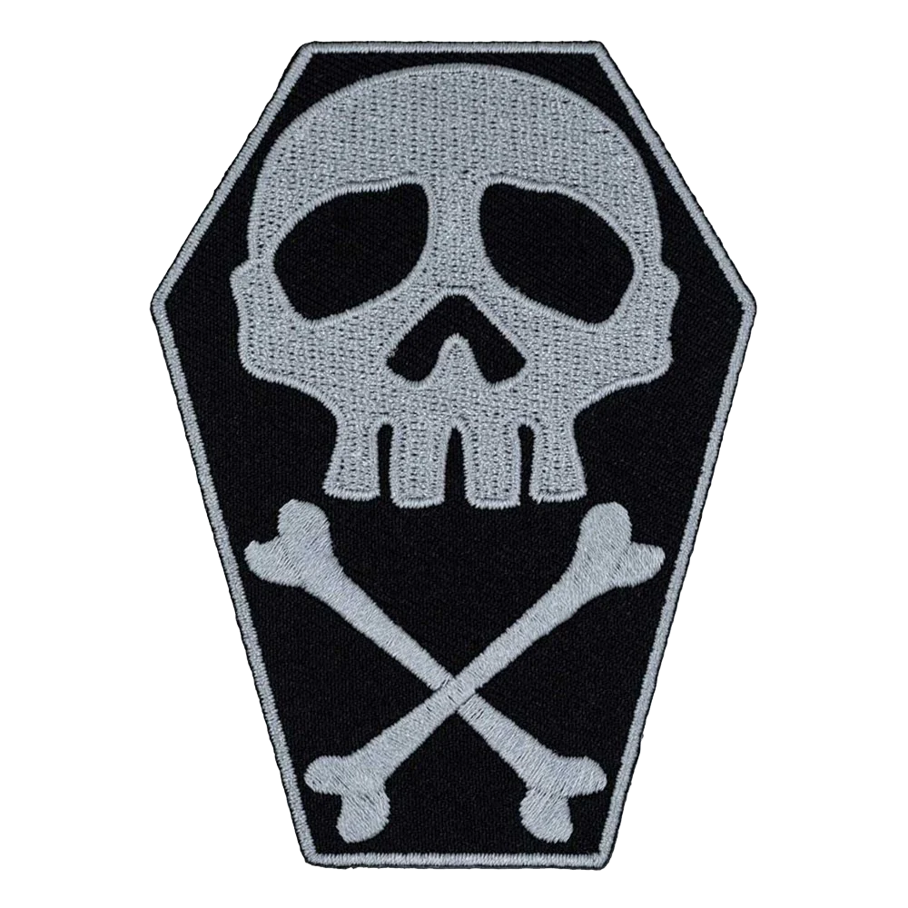 Skull Cross Bones Coffin Grey Patch