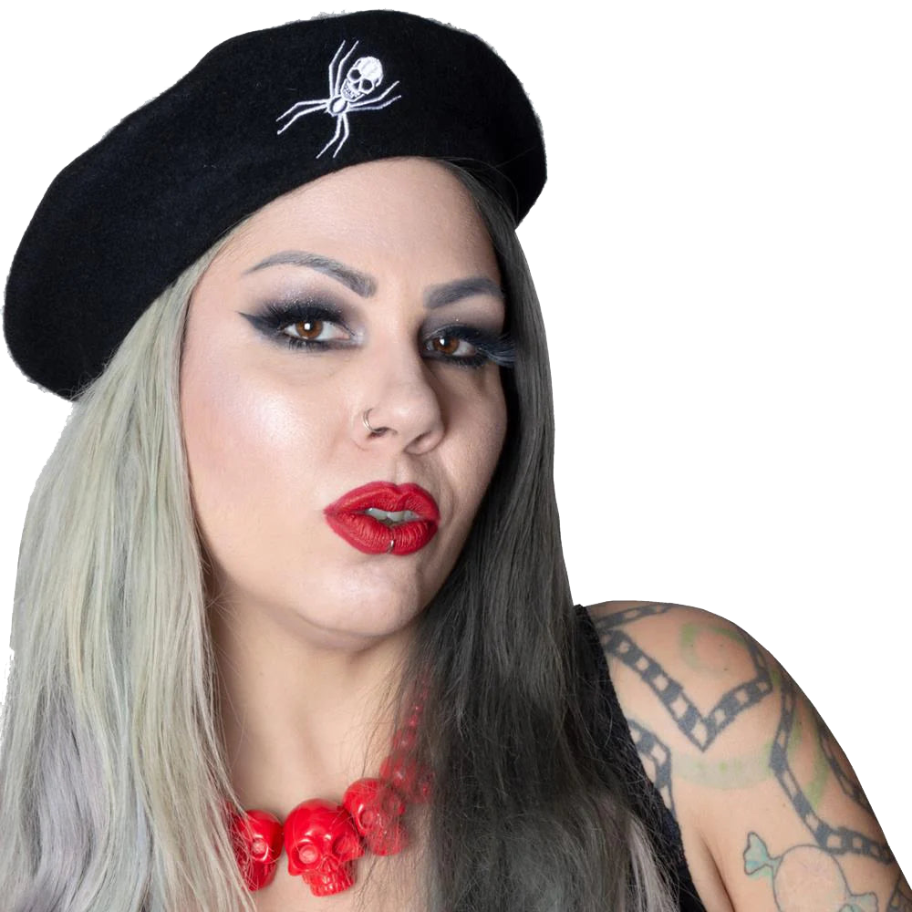 Web Black Beret Hat