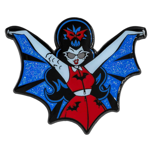 Vampire Girl Batwing Glitter Enamel Pin