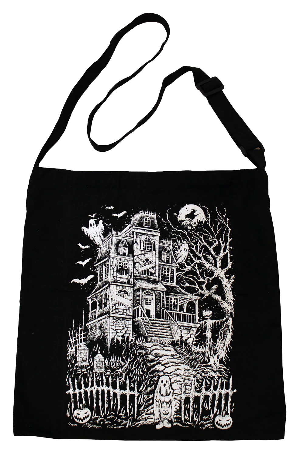 Haunted Mansion Shoulder Sling Zipper Tote Bag