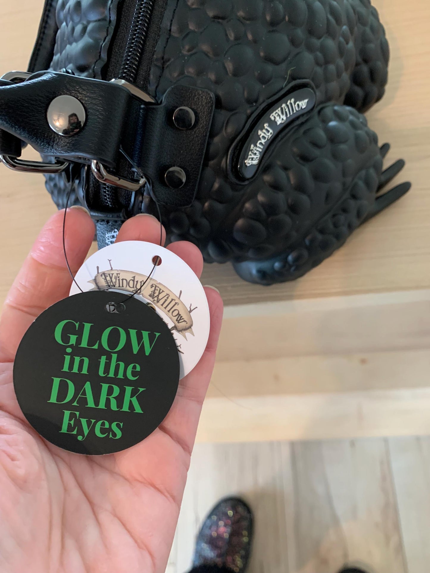 Black Toad Purse - Green Glow Eyes