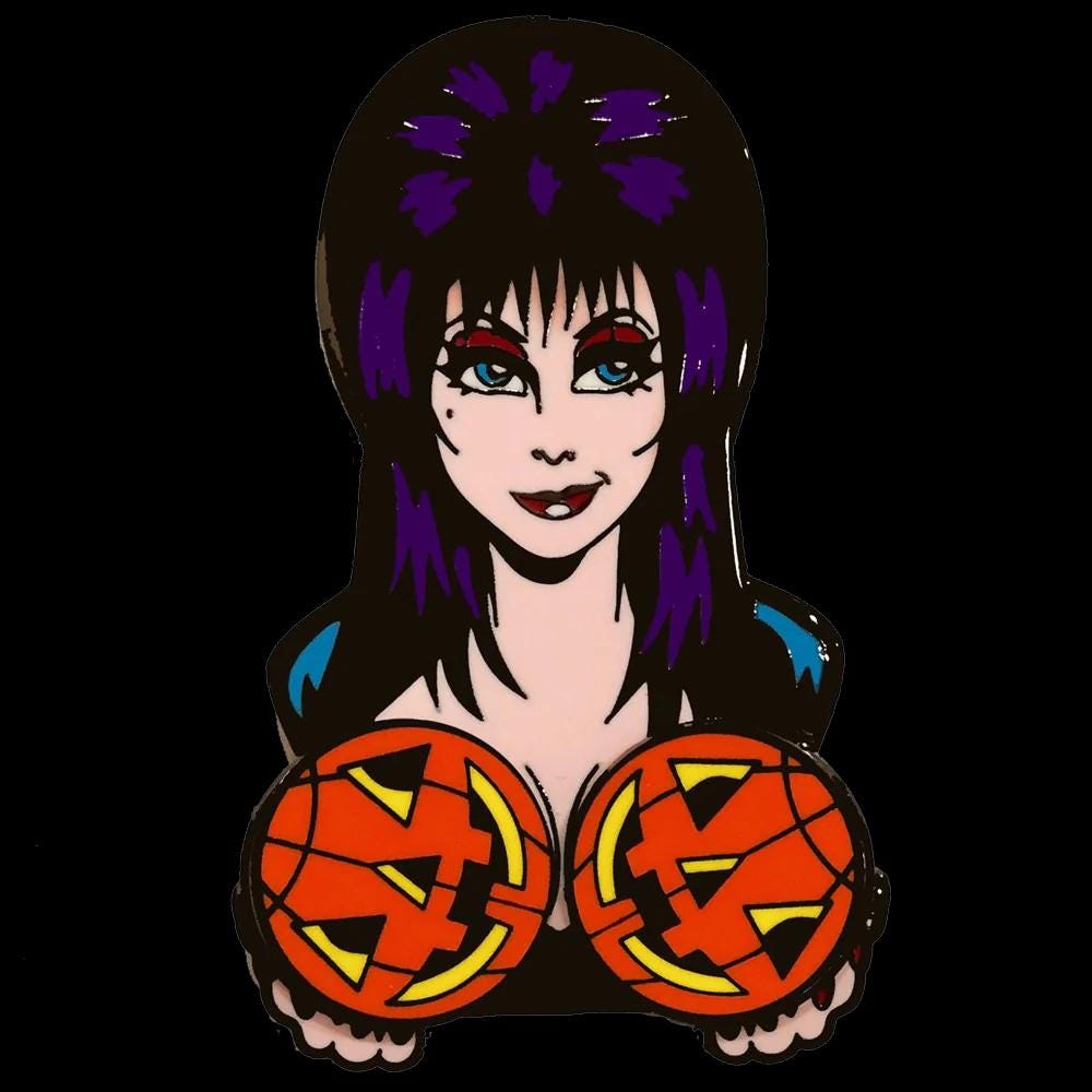 Elvira Spinning Pumpkins Enamel Pin