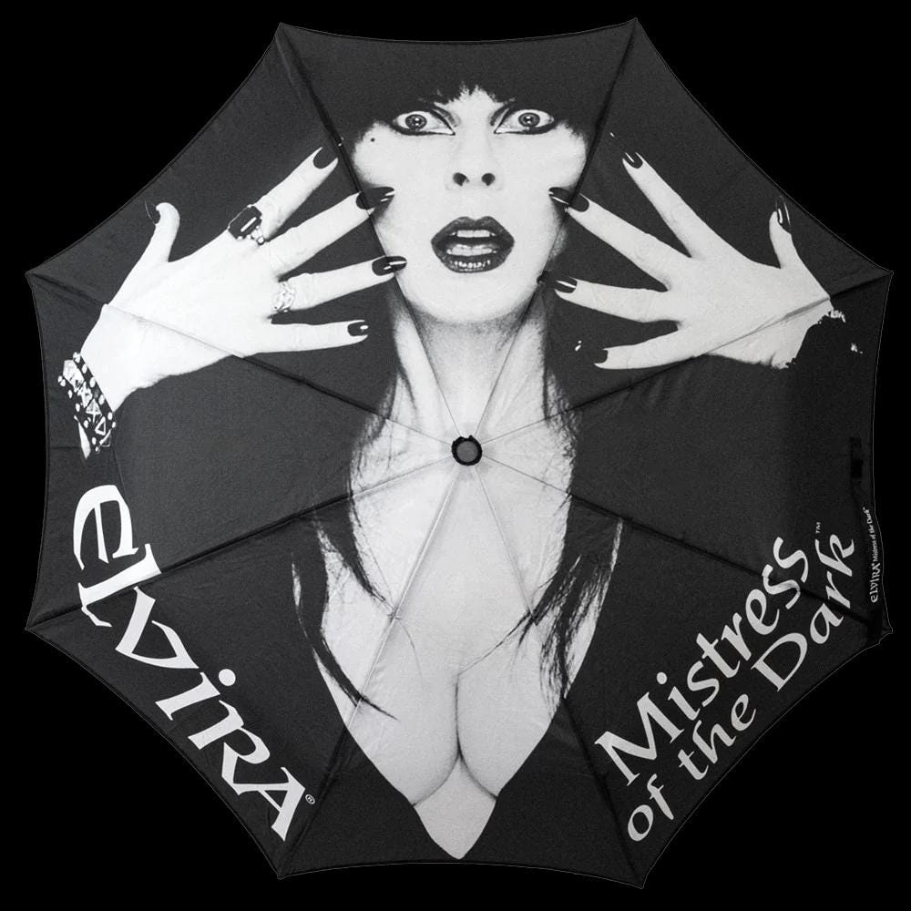 Skull Handle Elvira Classic Logo Umbrella