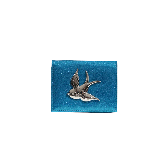 VILLAIN BLUE SPARKLE LOVE BIRD MINI WALLET