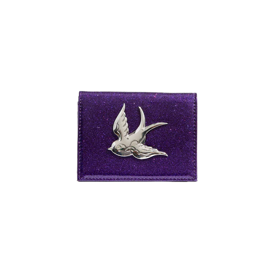 POISONOUS PURPLE SPARKLE LOVE BIRD MINI WALLET