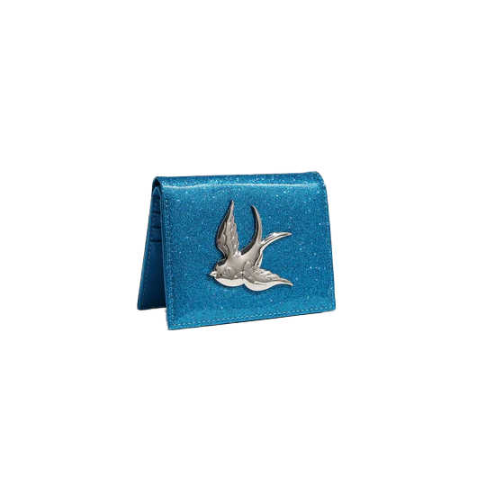 VILLAIN BLUE SPARKLE LOVE BIRD MINI WALLET