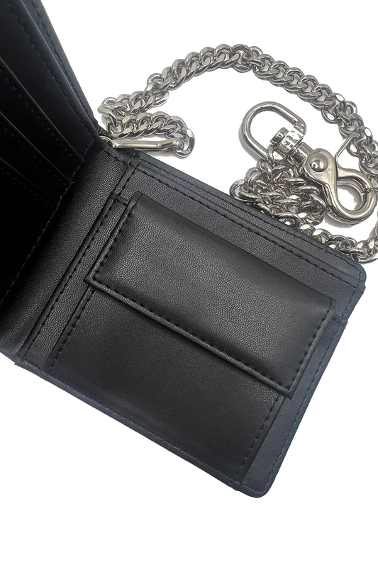 Bat Emboss Bifold Wallet w/ Chain