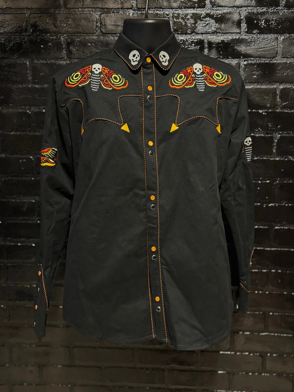 The Y'allternative Collection Western Evil Death’s Head Moth Western Shirt - Gothic Dark Americana Apparel