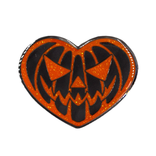 Pumpkin Heart Glitter Enamel Pin