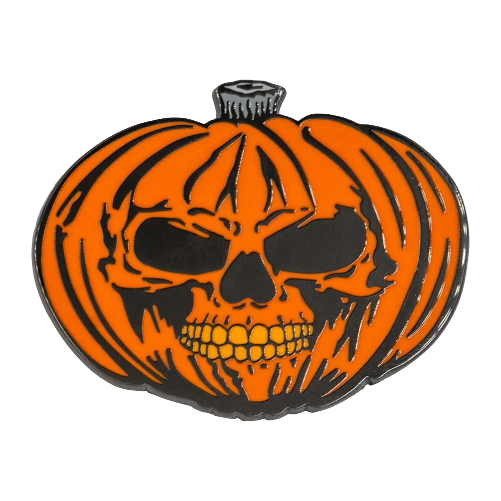 Pumpkin Skull Orange Enamel Pin
