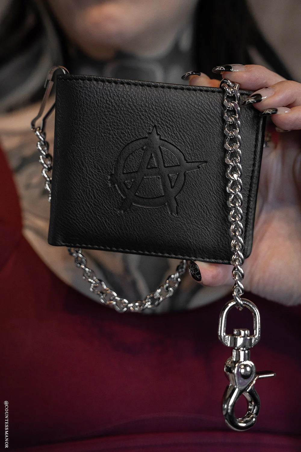 Anarchy Emboss Bifold Wallet w/ Chain