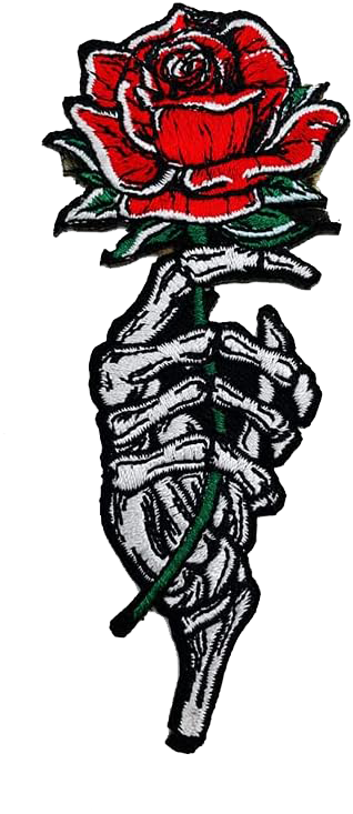 Skeleton Hand and Red Rose Patch