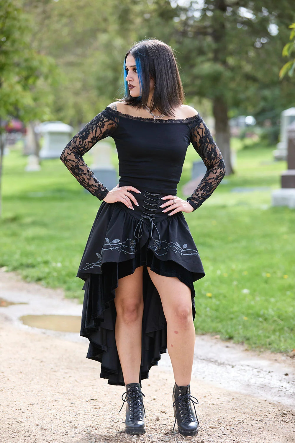 Fablebloom Embroidered Lace-Up Skirt