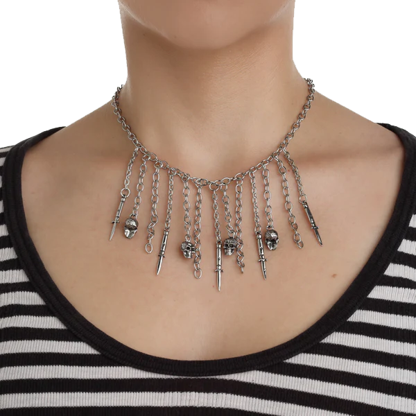 SKULL AND SWITCHBLADE NECKLACE