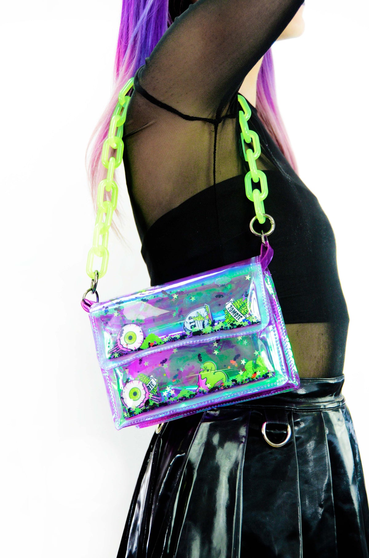 Electric Bubblegum Liquid Glitter Mini Purse - Monster Mash
