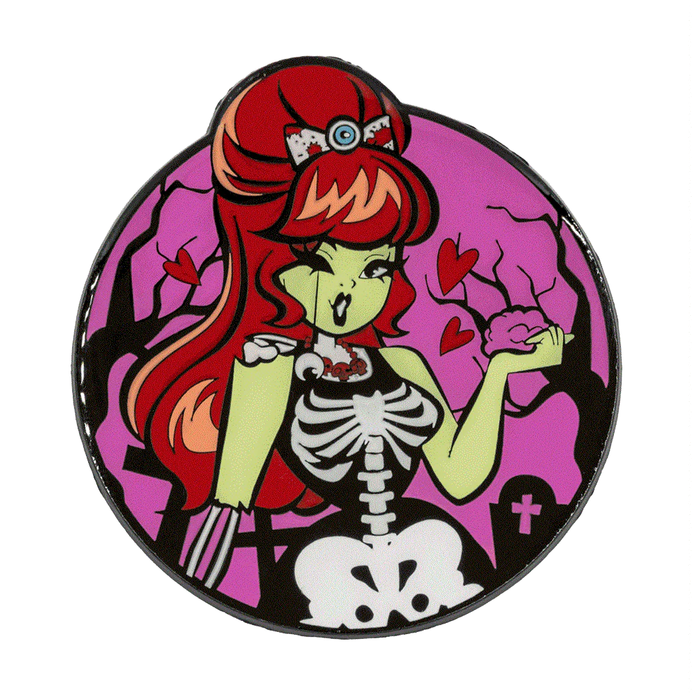 Zombie Girl Moon Glow Enamel Pin